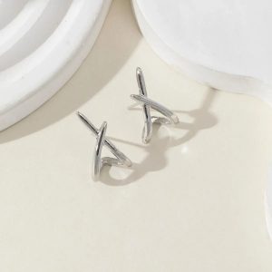 Trendy Gold Cross Stud Earrings
