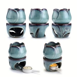 Tulip Shaped Ceramic Wax Warmer, Aromatherapy Diffuser Set, Candle Holder