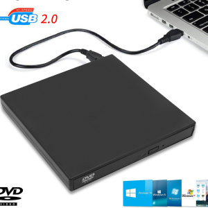 USB 2.0 External CD-RW DVD-ROM Drive, Slim, Portable, Plug-and-Play CD DVD Player for Laptop & PC