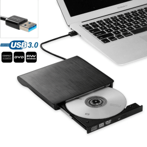USB 3.0 Slim External CD DVD RW Drive Writer Burner Player, Compatible with Laptop PC & Mac, Portable & High-Speed