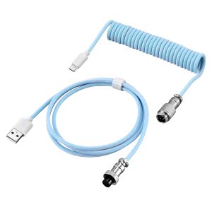 USB Keyboard Coiled Cable, Mechanical Keyboard Wire, Aviator Connector for Desktop Computer