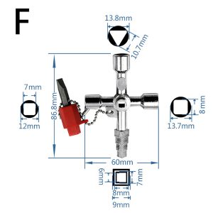 Universal Multifunction Cross Switch Square Key Wrench Alloy Triangle Tool for Elevator, Electrical Box, Cabinet