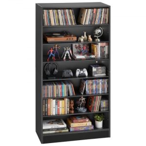 VEVOR Media Storage Cabinet, 7-Tier DVD Shelf Organizer, 27.56 x 11.81 x 55.12 in Multimedia Storage Organizer for CDs, DVDs, Books and Games, CD Shelf for Living Room, Home Office, Recording Room