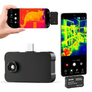 VEVOR Thermal Imaging Camera for Android & iOS, 512 x 384 Super Resolution, 25HZ Refresh Rate Infrared Thermal Imager for Smartphones Tablets, 256 x 192 IR Resolution, -4°F-1022°F & 6 Color Palettes