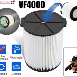 VF Replacement RIDGID Wet/Dry Washable Vacuum Filter, Pleated Filter for Garage Shop Vac, Fits Gallon RIDGID, Husk Model