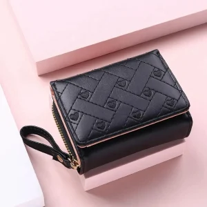Versatile Women's Short Embroidered Love Wallet, Zipper Buckle, Large Capacity Card Bag, Fashionable and Simple