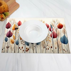 Vintage Natural Leaves Dining Set Of 4 Placemats - Aperturee