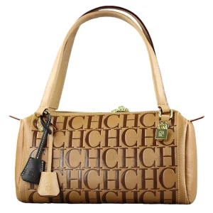 Vintage Style Embossed Letter Cylindrical Handbag Large Capacity Fashion Shoulder Bag