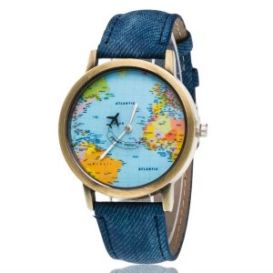 Vintage World Traveler Watch - World Map Timepiece | Perfect Travel Gift