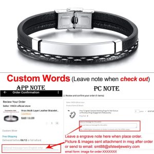 Vnox Multi Layer Leather Bracelets, Customizable Engraved Stainless Steel Bangle for Men & Women