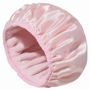 Waterproof Shower Cap with Microfiber Drying Lining - Satin Shower Cap for Dry, Frizz-Free Hair