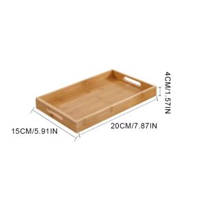 Wide Bamboo Organizer Tray Storage Bin With Handles