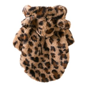 Winter Pet Dog Clothes Warm Fleece, Dog Coat Jacket, Leopard Dog Hoodie, French Bulldog Clothing for Small Dogs
