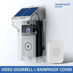 Wireless Video Doorbell, Intercom System, Surveillance Camera, Solar Rain Cover, Long Standby Security