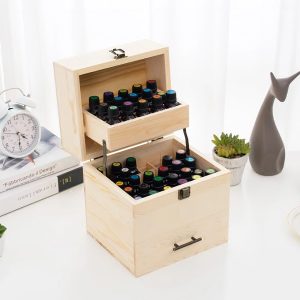 Wooden 3 Tiers Essential Oil Container Organizer, Display Case