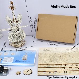 Wooden Puzzle Music Box Piano Model Kit, DIY Assembly Musical Instrument Building Kits, Home Decor Crafts Gift for Adult