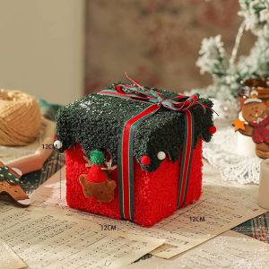 Xmas Tree Felt Box With Ribbon Multifunctional, Christmas Eve Apple Gift Box, Reindeer Plush Candy Treat Box For Snacks
