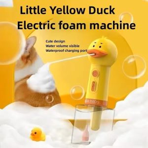 Yellow Duck USB Rechargeable Pet Foaming Bath Machine - Automatic Foam Soap Dispenser for Dogs & Cats