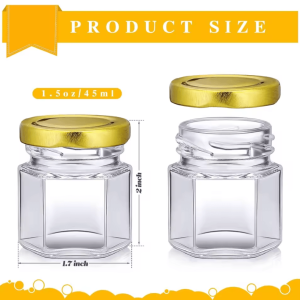 1.5oz Mini Hexagon Glass Jars with Lids - Bulk Honey Favor Jars for Wedding, Candy, Spice & DIY Gifts