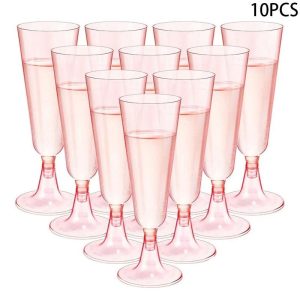 10-Piece Pink Disposable Champagne Flute Set