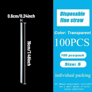 100-Piece Individually Packaged Straws - Transparent Disposable Drinking Set