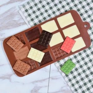 12-Cavity Non-Stick Silicone Chocolate & Mini Waffle Mold