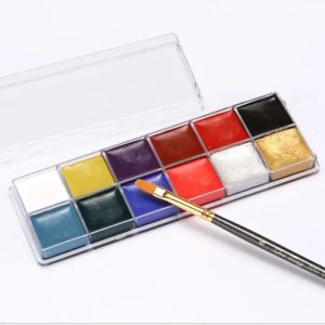 12-Color Professional Face & Body Art Palette - Multi-Purpose Drama & Costume Makeup