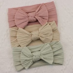 3-Piece Premium Elastic Bow Headband Set - Soft Nylon Turban Accessories