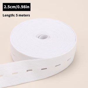 5M Button Hole Elastic Belt Braided Stretch Belt for DIY Sewing Accessories