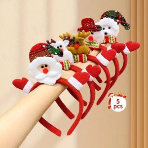 5pcs Christmas Santa Snowman Reindeer Party Headbands
