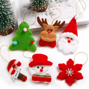 6-Piece Plush Christmas Tree Ornaments Set - Cute Santa & Holiday Hanging Decorations