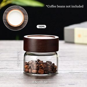 Airtight Glass Storage Jar with Wooden Lid Coffee Bean Container