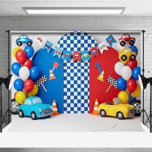 Aperturee Racing Car Photography Backdrop, Checkered Flag and Auto Studio Photo Background