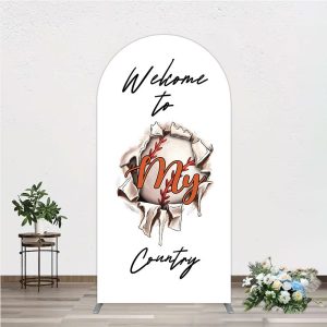Aperturee Welcome to My Country Baseball Arch Backdrop, Professional Sports Studio Decor