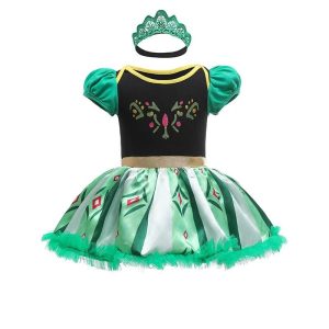 Baby Girls Princess Tutu Dress | Premium Anna Elsa Snow Queen Infant Romper & Birthday Costume System