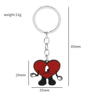 Bad Bunny Cosplay Necklace Trendy Red Heart Pendant Neck Chain, Perfect for Fans & Collectors