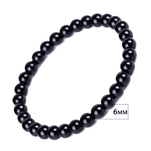 Black Obsidian Healing Bracelet Round Bead Stretch Wristband Healthy Weight Loss Bangle Stress Relief Jewelry Gift for W