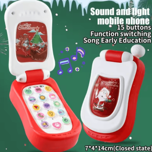 Cartoon Flip Phone Toy for Kids - Interactive Musical Learning Phone with Lights & Sounds