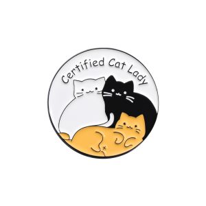Cat Lady Enamel Pin Brooch Anti-Depressant Cats Badge, Meow Catitude Animal Gift Jewelry