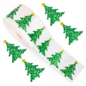 Christmas Tree Laser Waterproof Sticker Labels Roll