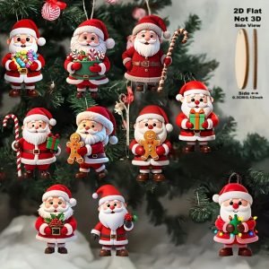 Christmas Wooden Gingerbread Man Tree Hanging Ornaments Set