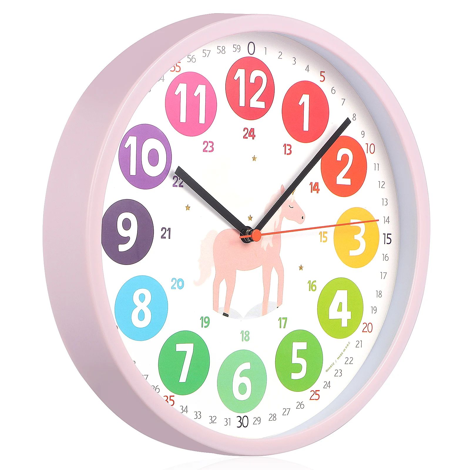 Colorful Kids Learning Clock Silent Analog Teaching Wall Clock for Bedroom Classroom Playroom
