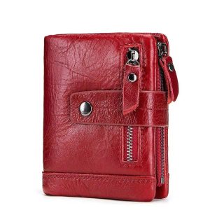 Compact Genuine Leather Women's Wallet with Coin Pocket and Card Organizer