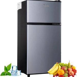 Compact Mini Fridge with Freezer Double Door Energy Efficient Small Refrigerator