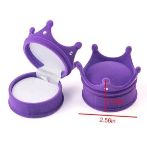 Crown Velvet Jewelry Box Ring Necklace Gift Display Case