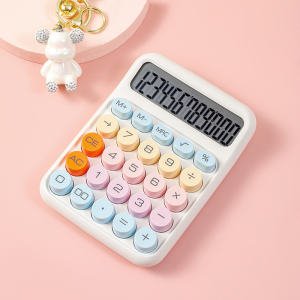 Cute Candy Color Mechanical Calculator Retro-Inspired, Large Display, Portable, Perfect for Students & Offices