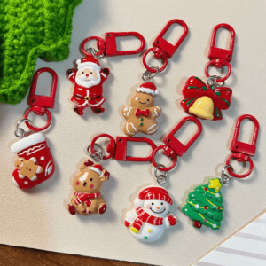 Cute Christmas Cartoon Keychain Set Santa & Elk Party Favor Gifts
