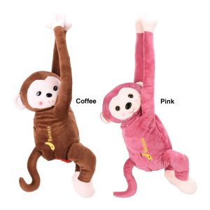 Cute Monkey Hanging Car Tissue Box Holder (Coffee Color)