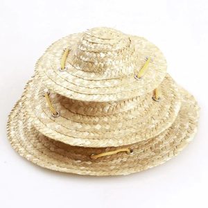 Cute Straw Pet Hat for Small Dogs and Cats Beach Party Costume Accessory