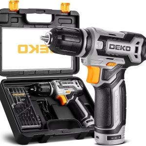 DEKO 12V Cordless Power Drill with 3/8 inch Keyless Chuck in Portable Tool Kit Gift Box